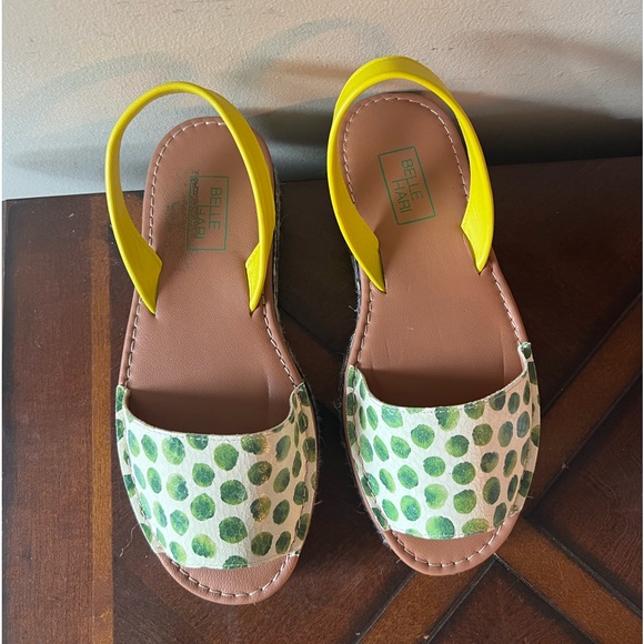 BELLE HARI Multicolor Leather Platform Sandals Made Spain SZ 38 Luxury Designer - Picture 4 of 14